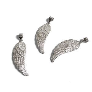 CZ Micro Pave Sterling Silver Angel Wing Pendant